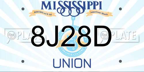 8J28D Mississippi License Plate