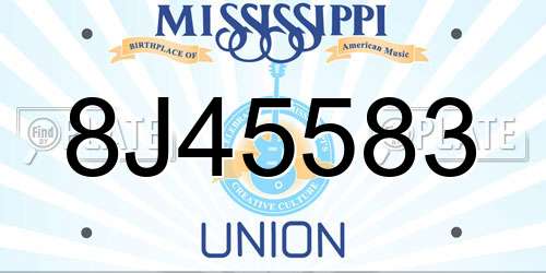 8J45583 Mississippi License Plate