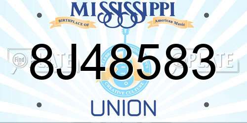 8J48583 Mississippi License Plate