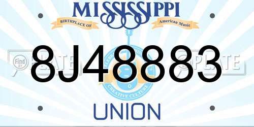 8J48883 Mississippi License Plate