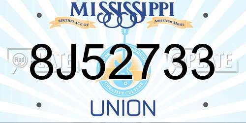 8J52733 Mississippi License Plate