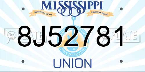8J52781 Mississippi License Plate