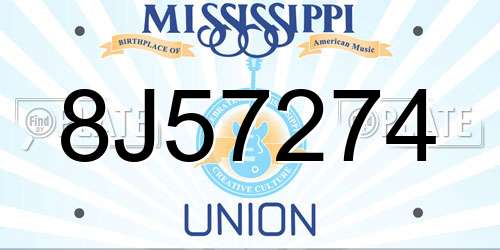 8J57274 Mississippi License Plate