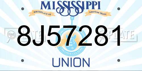 8J57281 Mississippi License Plate