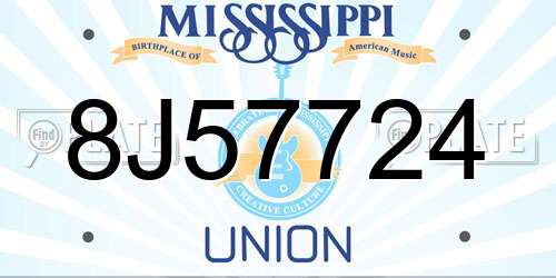 8J57724 Mississippi License Plate