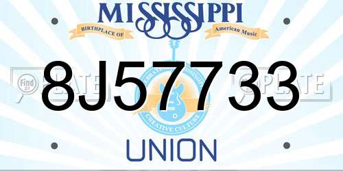 8J57733 Mississippi License Plate