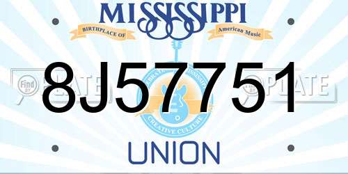 8J57751 Mississippi License Plate