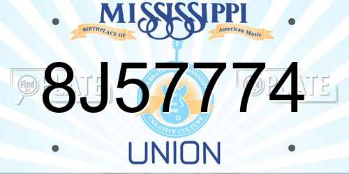 8J57774 Mississippi License Plate