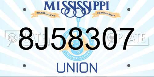 8J58307 Mississippi License Plate