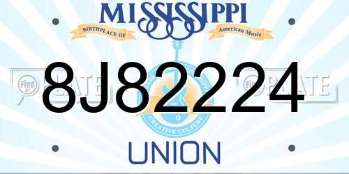 8J82224 Mississippi License Plate