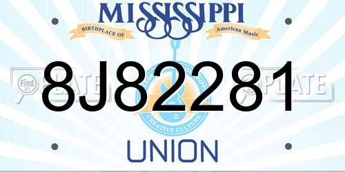 8J82281 Mississippi License Plate