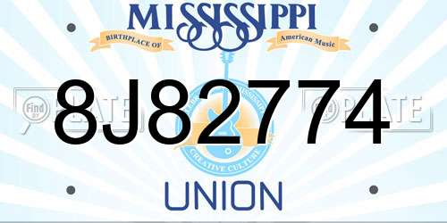 8J82774 Mississippi License Plate