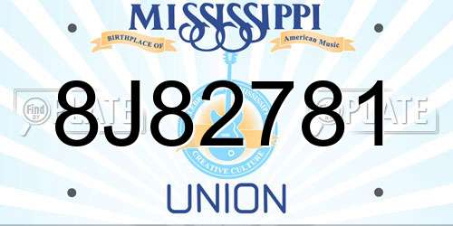 8J82781 Mississippi License Plate