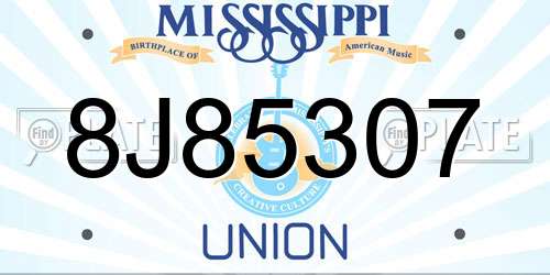 8J85307 Mississippi License Plate