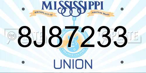 8J87233 Mississippi License Plate