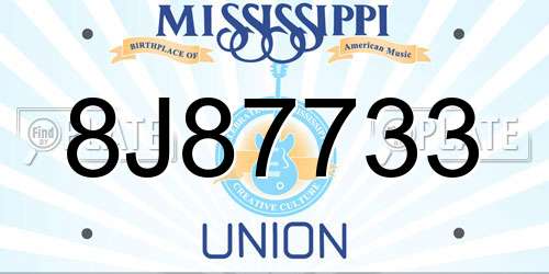 8J87733 Mississippi License Plate