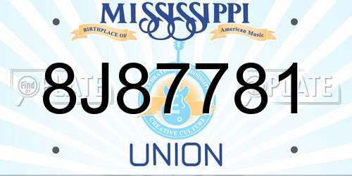 8J87781 Mississippi License Plate