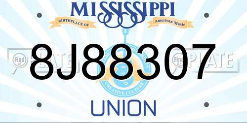 8J88307 Mississippi License Plate