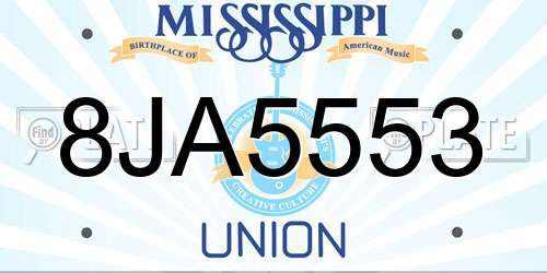 8JA5553 Mississippi License Plate