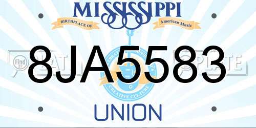 8JA5583 Mississippi License Plate