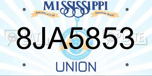 8JA5853 Mississippi License Plate
