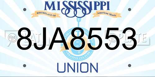 8JA8553 Mississippi License Plate