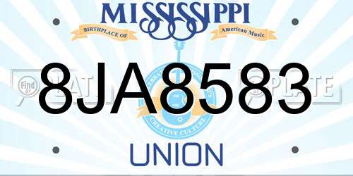 8JA8583 Mississippi License Plate