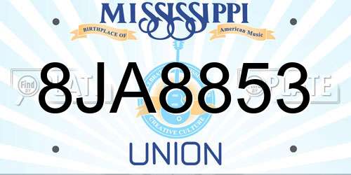 8JA8853 Mississippi License Plate
