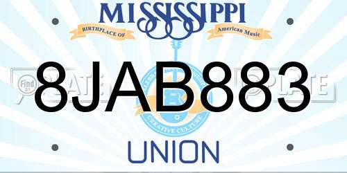 8JAB883 Mississippi License Plate