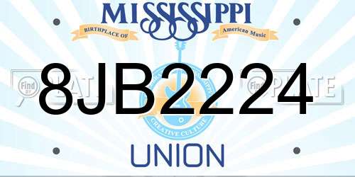 8JB2224 Mississippi License Plate