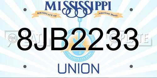 8JB2233 Mississippi License Plate
