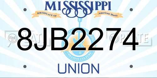 8JB2274 Mississippi License Plate