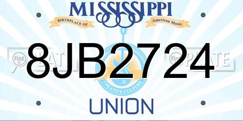 8JB2724 Mississippi License Plate