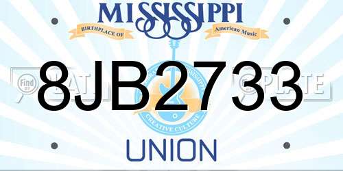 8JB2733 Mississippi License Plate