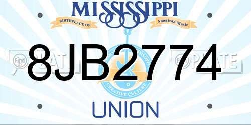 8JB2774 Mississippi License Plate