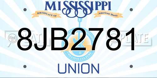 8JB2781 Mississippi License Plate