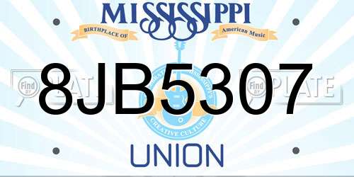8JB5307 Mississippi License Plate