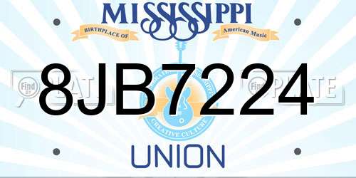 8JB7224 Mississippi License Plate