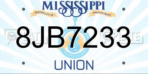 8JB7233 Mississippi License Plate