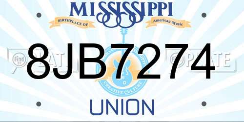8JB7274 Mississippi License Plate