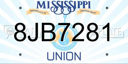 8JB7281 Mississippi License Plate