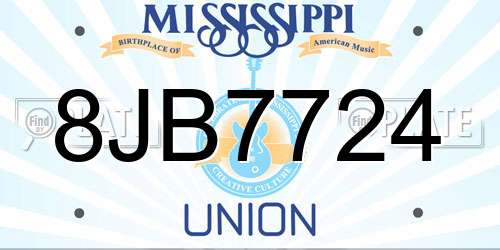 8JB7724 Mississippi License Plate