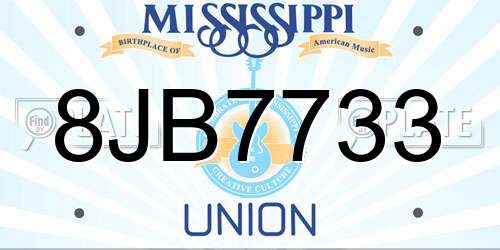 8JB7733 Mississippi License Plate