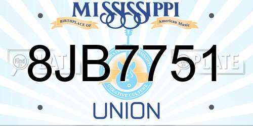 8JB7751 Mississippi License Plate