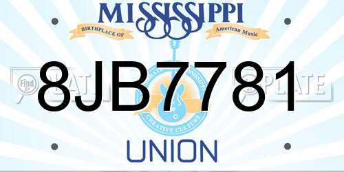 8JB7781 Mississippi License Plate