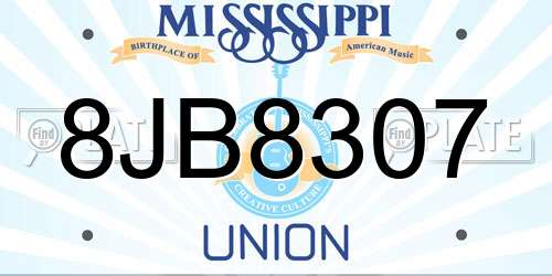 8JB8307 Mississippi License Plate