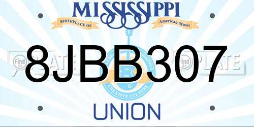 8JBB307 Mississippi License Plate