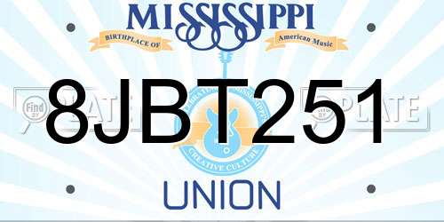 8JBT251 Mississippi License Plate