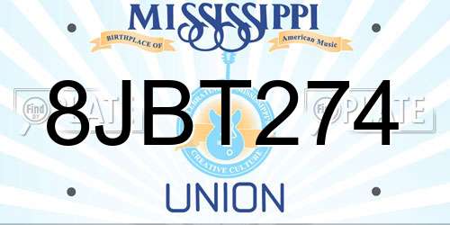 8JBT274 Mississippi License Plate