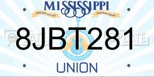 8JBT281 Mississippi License Plate